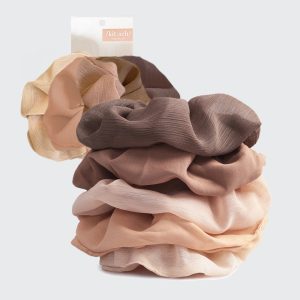 Crepe Scrunchies 5pc- Terra Cotta